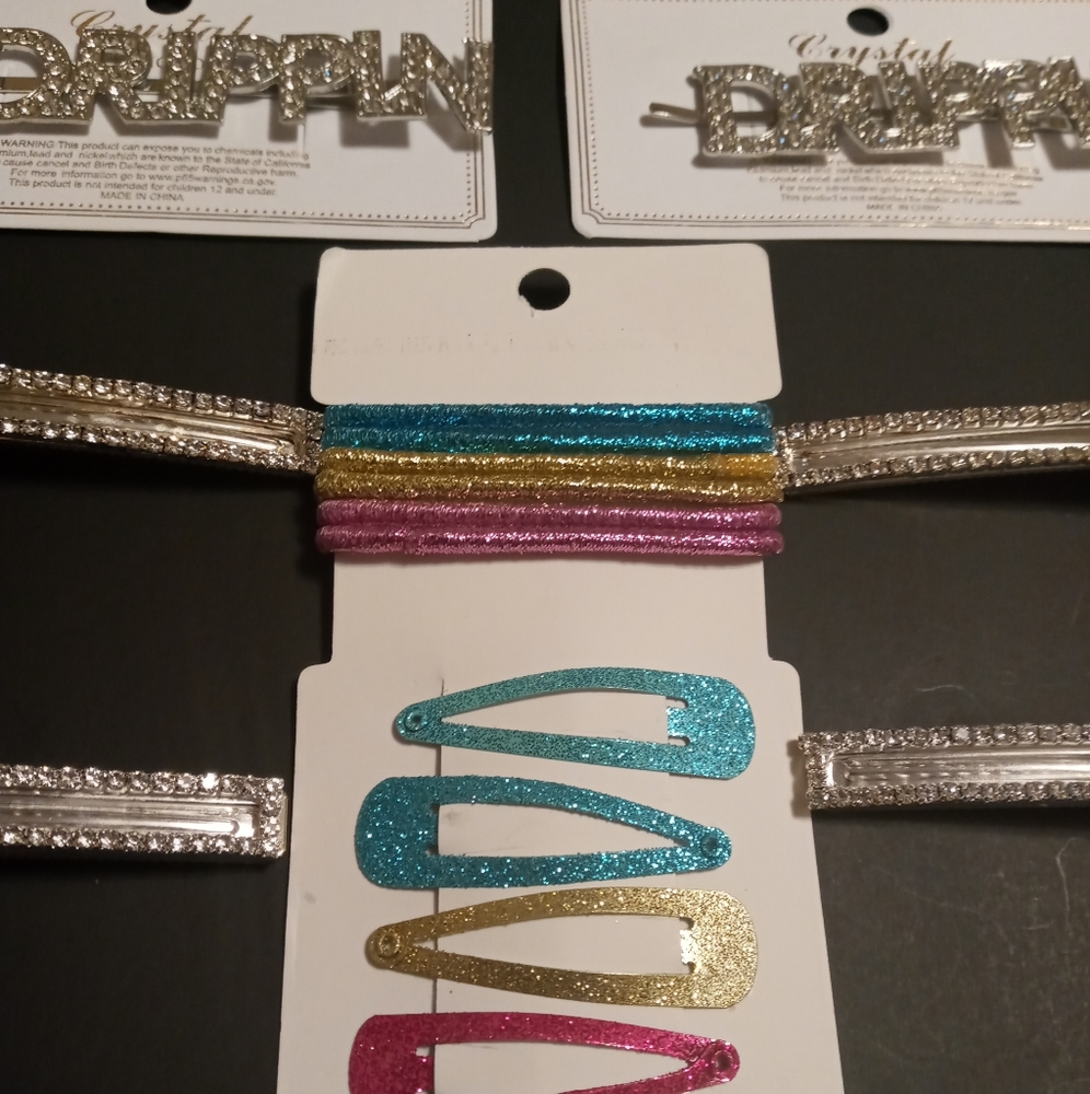 Glam Hot Silver Rhinestone Rainbow Drippin Tie Set